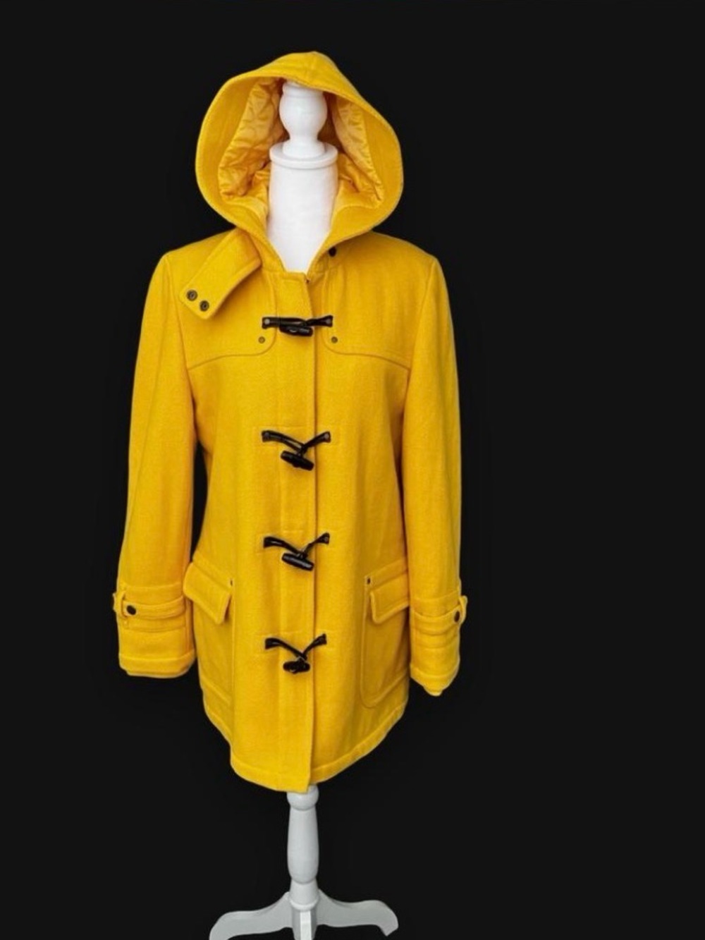 American Eagle Outfitters Yellow Hooded Toggle Duffle Coat